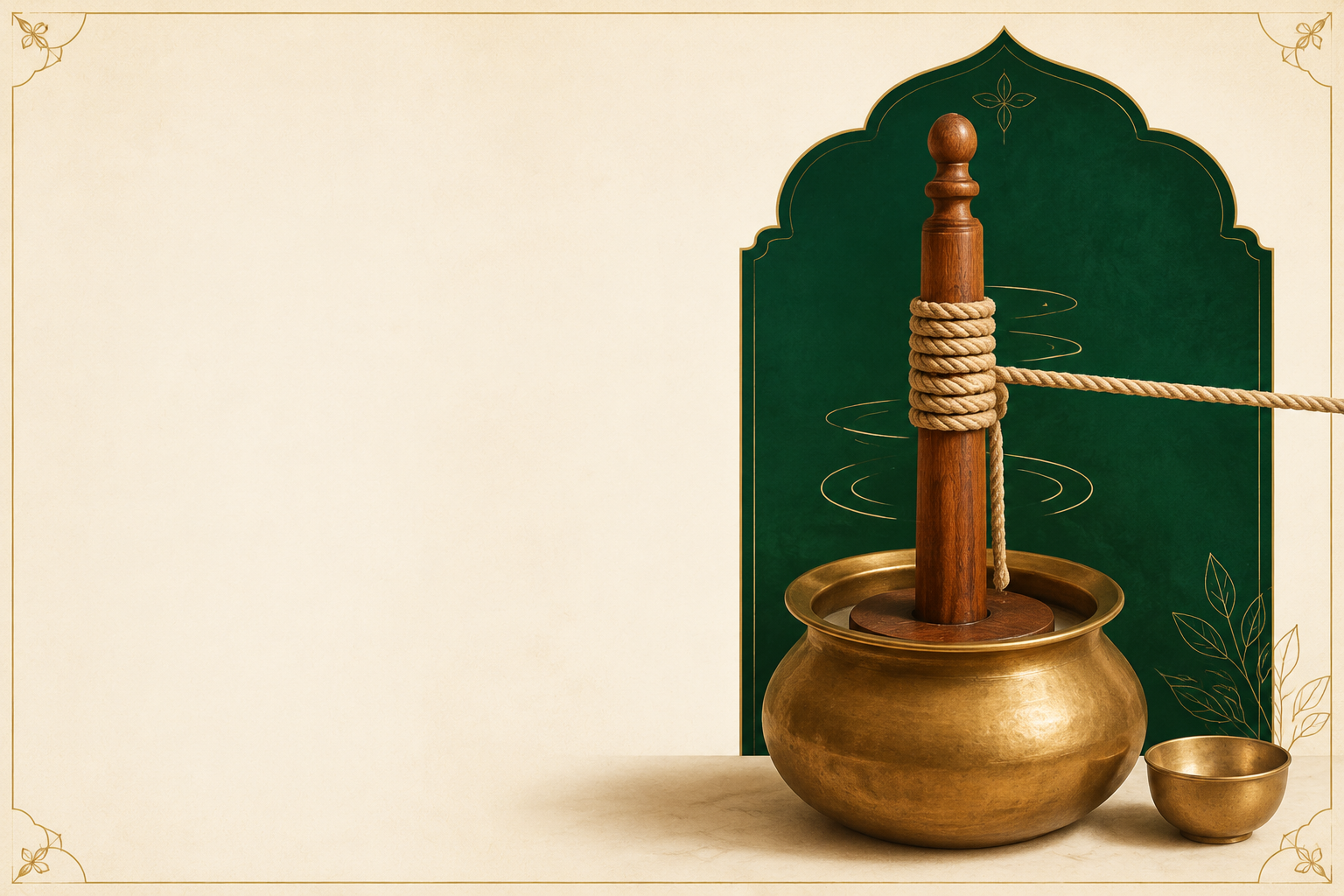 An illustration of ghee being prepared using the Bilona method.